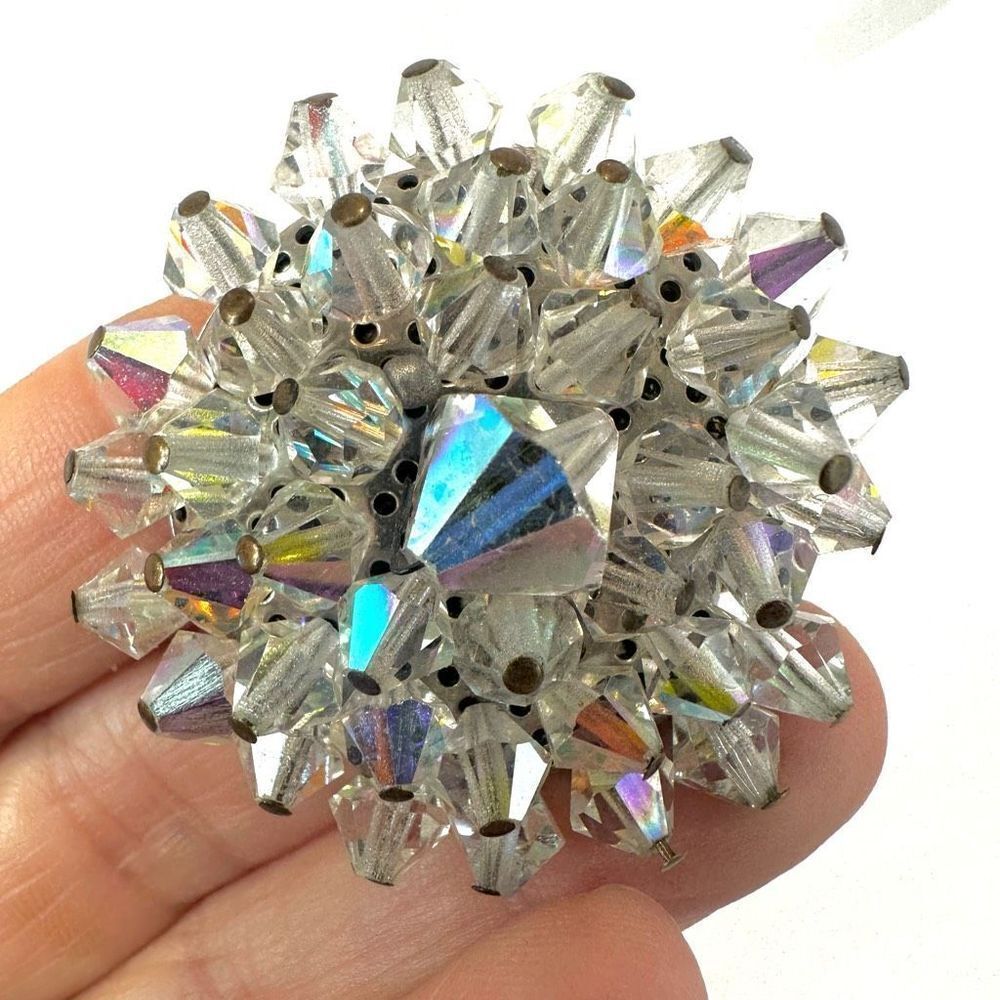 Aurora Borealis crystal brooch